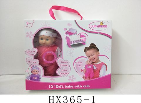 12 "cotton body doll with shaking table with 4 sound IC