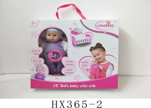 12 "cotton body doll with shaking table with 4 sound IC