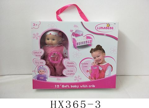 12 "cotton body doll with shaking table with 4 sound IC