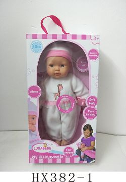 16 "4 voice cotton body dead eye doll with pacifier