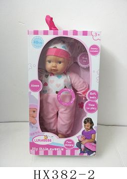 16 "4 voice cotton body dead eye doll with pacifier