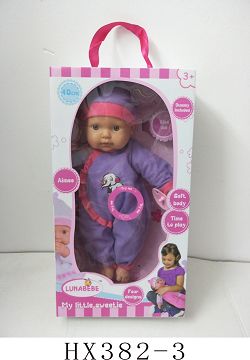 16 "4 voice cotton body dead eye doll with pacifier