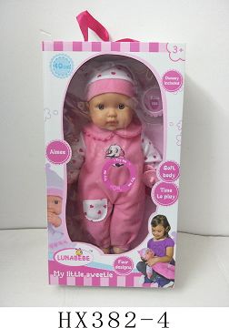 16 "4 voice cotton body dead eye doll with pacifier