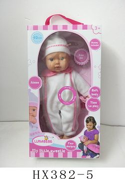 16 "4 voice cotton body dead eye doll with pacifier