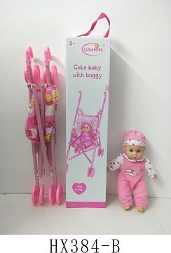 12 "cotton body doll with plastic cart without IC