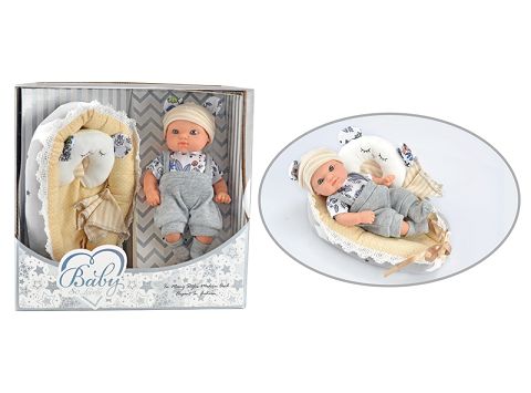 8 "baby doll with cradle/quilt/pillow