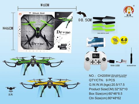 6 quadcopter with fixed height function + 300,000 WiFi camera with USB