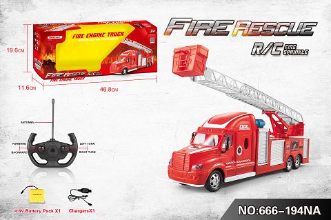 FOUR WAY REMOTE CONTROL FIRE TRUCK AND LIGHT AND SOUND (INCLUDING ELECTRICITY)