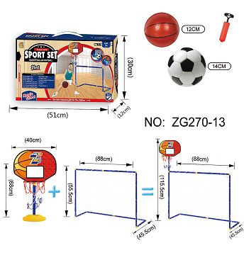 The basketball bar and the football goal are two in one