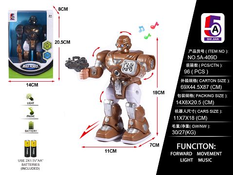 Electric walking robot with light and music (pack 2AA battery)