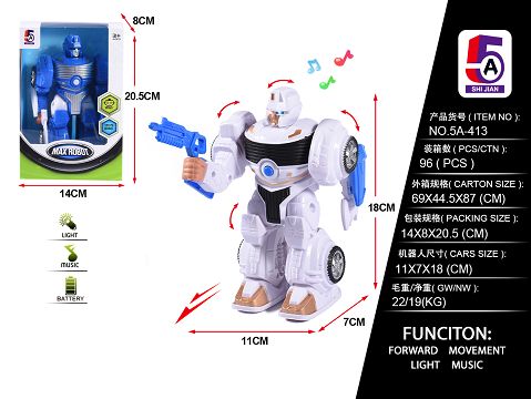 Electric walking robot with light and music (without electricity)