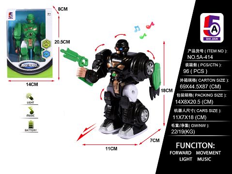 Electric walking robot with light and music (without electricity)