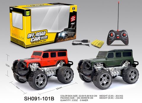 1: 18 Simulated defender four way light remote control car (including 4aa battery and usb charging cable