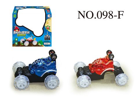 Angry birds music flashing light small stunt open-close flip car (robot model) forward back left flip right flip stop, front wheel 360 degrees spin, back wheel stretch, stand-up walk