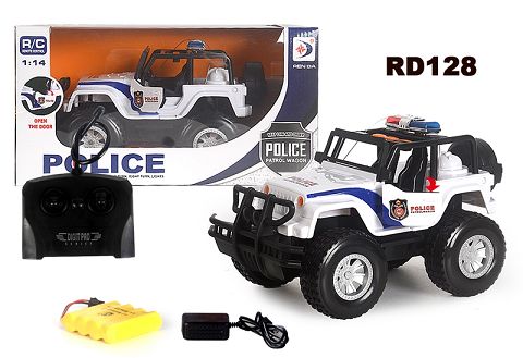 1:14 remote control jeep police car door manual switch with light forward back turn turn right stop