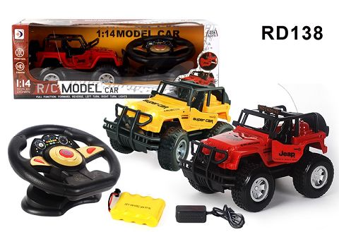 1:14 fan steering wheel remote control jeep door manual switch with lights forward, back turn right stop