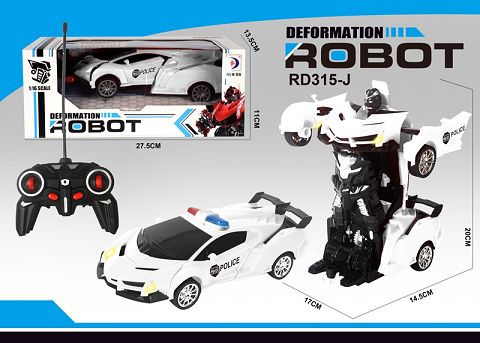 1：16 一键变型警车，前进 后退 左转 右转 停止