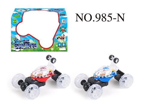 Music flashing stunt open-fit flip car forward back left flip right flip stop, front wheel 360 degrees rotation, rear wheel telescopic, can stand-up walking (lan elf box)