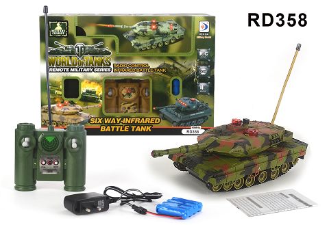 Flashing lights, sounds (start sound, driving sound, gunfire, gun) battle tank forward back turn left turn right stop, turret 300 degrees rotation, frequency 27mhz, 49mhz against war