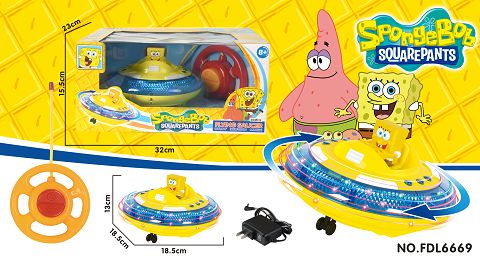 Flashing music, remote control spongebob squarepants rotating flying saucer