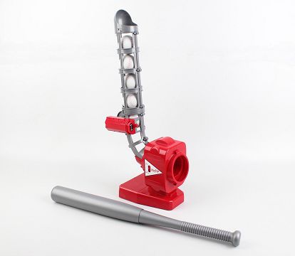 Straight line electronic baseball batting machine: five balls, one bat