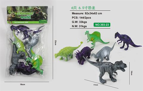 Six 6.5-inch dinosaurs