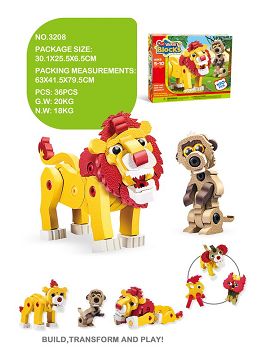 A lion in a zoo; a robotic dog.