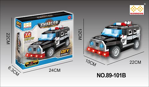 Electric universal (taxiing) two functions diy building block assembly special police vehicle with lighting english song