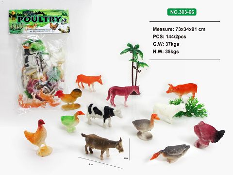 12 poultry, 1 tree, 2 grass