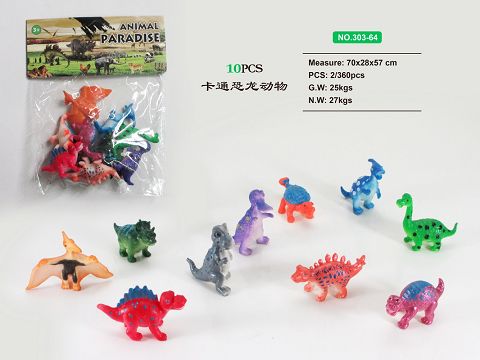 Ten cartoon dinosaurs