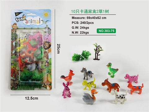 Ten cartoon poultry animals