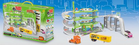 Express alloy parking lot (2 cars, 1 trailer, 1 container)