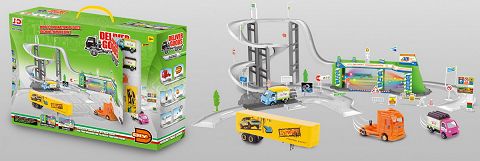 Express alloy parking lot (2 cars, 1 trailer, 1 container)