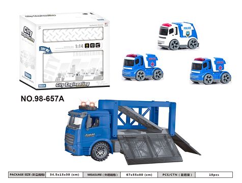 1:14 inertial police container moving vehicle (with lights and music)