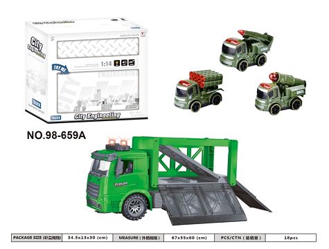 1:14 inertial military container moving vehicle (with lights and music)