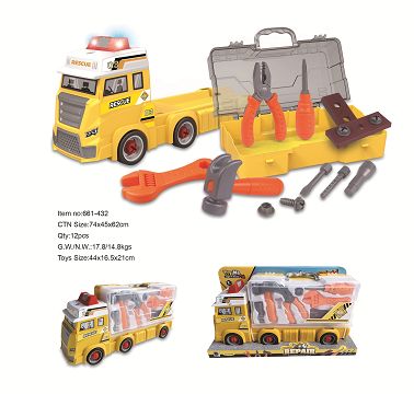 Tools, lights, music, disassembling container car