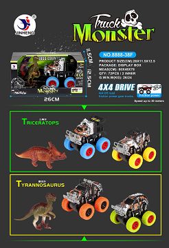 Off-road four drive high speed car with dinosaur