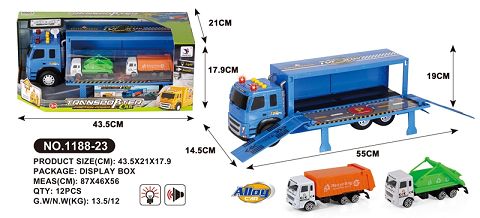 Inertia eco-car with two alloy cars (with IC light package of 3 LR44 button batteries)