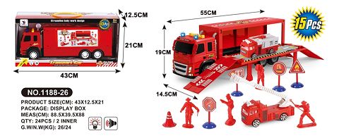 Fire container inertial vehicle (set) (with IC light 4 key 7 sound pack 3 LR44 button battery)