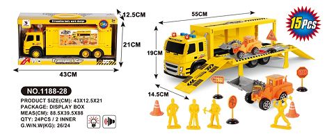 Engineering container inertial vehicle (set) (with IC light 4 key 7 tone package 3 LR44 button battery)