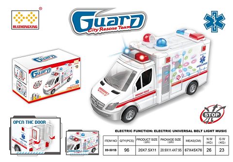 Electric wanxiang ambulance with light and music (3*1.5AA) does not include electricity