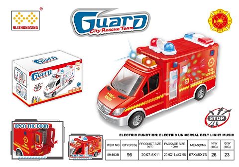 Electric wanxiang fire truck with light music (3*1.5AA) without power