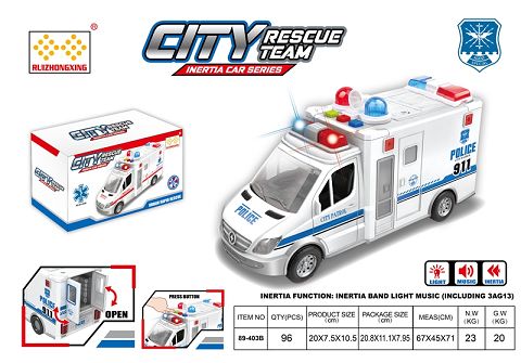 Inertial police car with light music (3*AG13) pack electricity