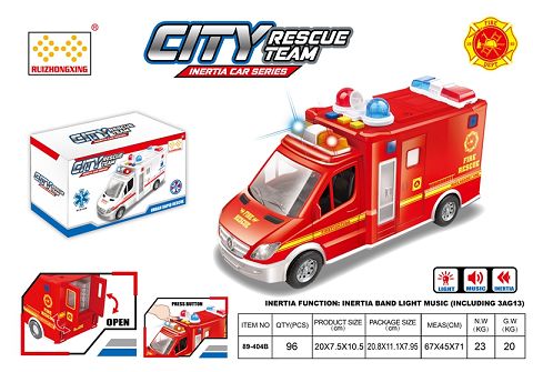 Inertial fire car with light music (3*AG13) pack electricity