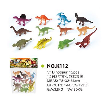 12 3-inch solid dinosaur set