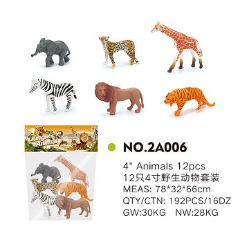 Set of 6 4-inch wild animals