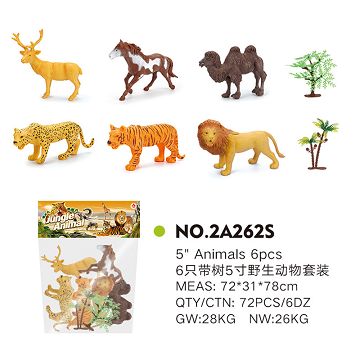 6 sets of 5 "wild animals with trees