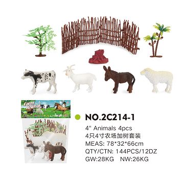 4 4-inch farm and tree set