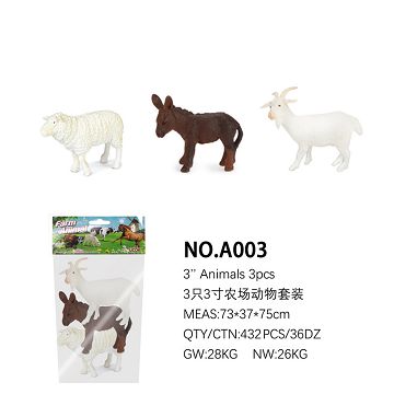 3 3-inch farm animal set