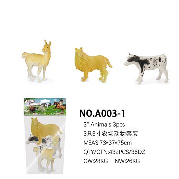 3 3-inch farm animal set